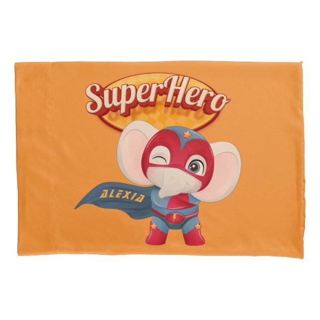🦸‍♀️Elephant Superhero Custom Name  Pillowcase (Front)
