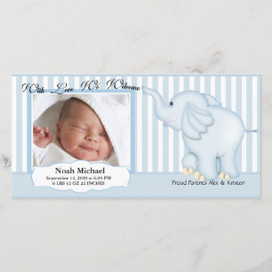 Elephant Sweet Baby Boy Birth Announcement