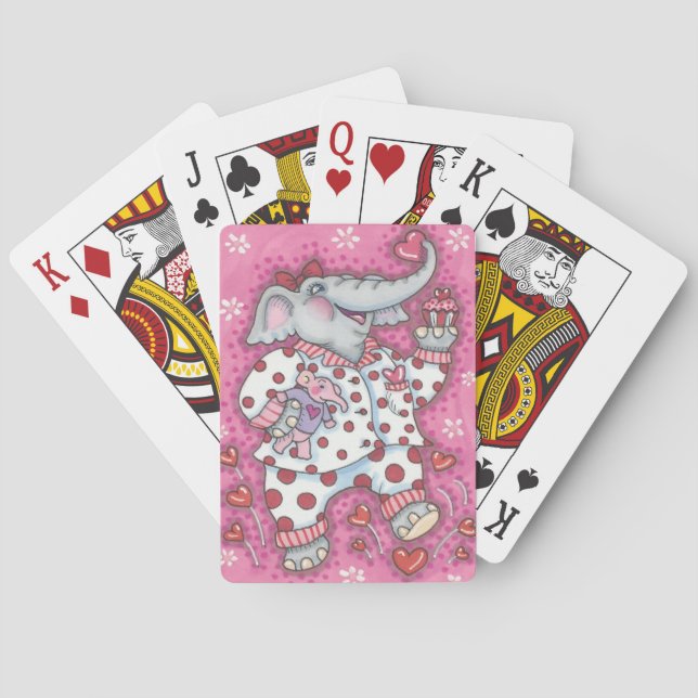 Elephant Sweetheart PINK PLAYING CARDS (Back)