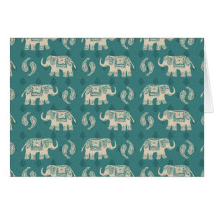 Elephant Teal Caravan Pattern