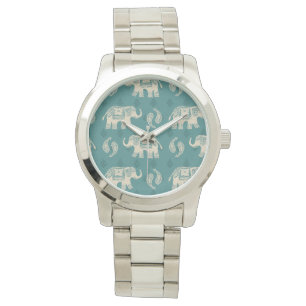 Elephant Teal Caravan Pattern Watch