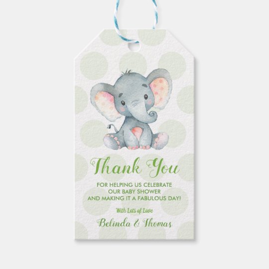 Elephant Thank You Baby Shower Gift Tags Zazzle Ca