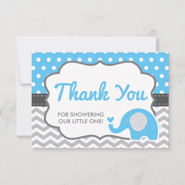 Elephant Thank You Card, EDITABLE COLOR Card (Front)