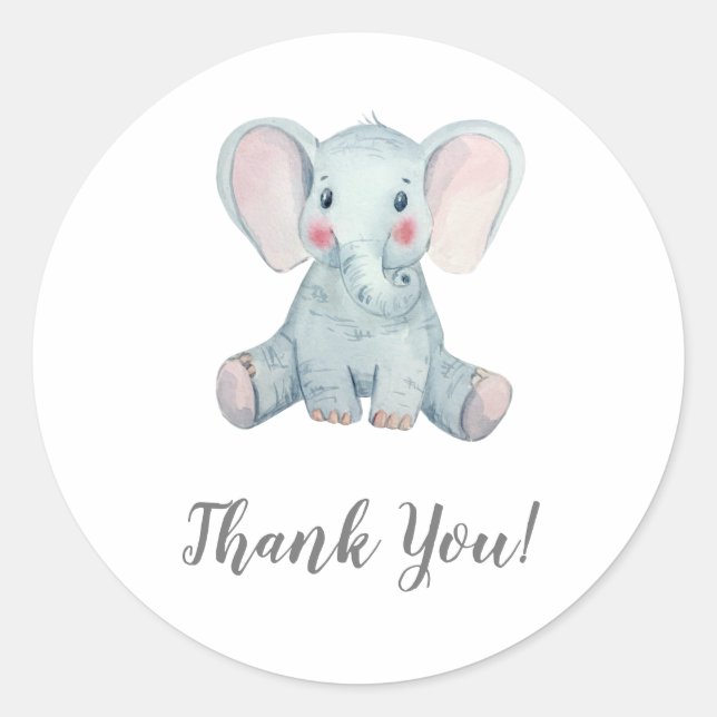 Elephant Thank You Classic Round Sticker (Front)