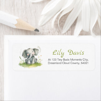 Elephant Thème Baby shower Adresse de retour