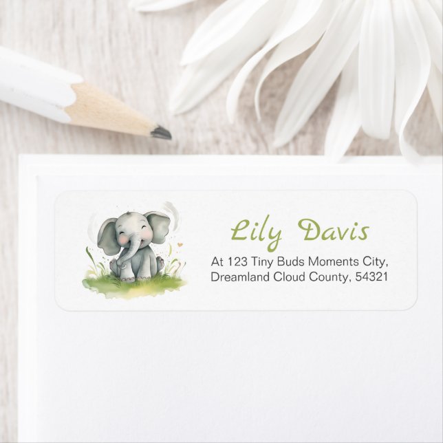 Elephant Thème Baby shower Adresse de retour (En situation)