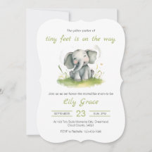 Elephant Theme Baby Shower Invitation