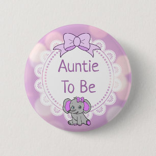 Elephant Themed Auntie to Be Baby Shower 2 Inch Round Button