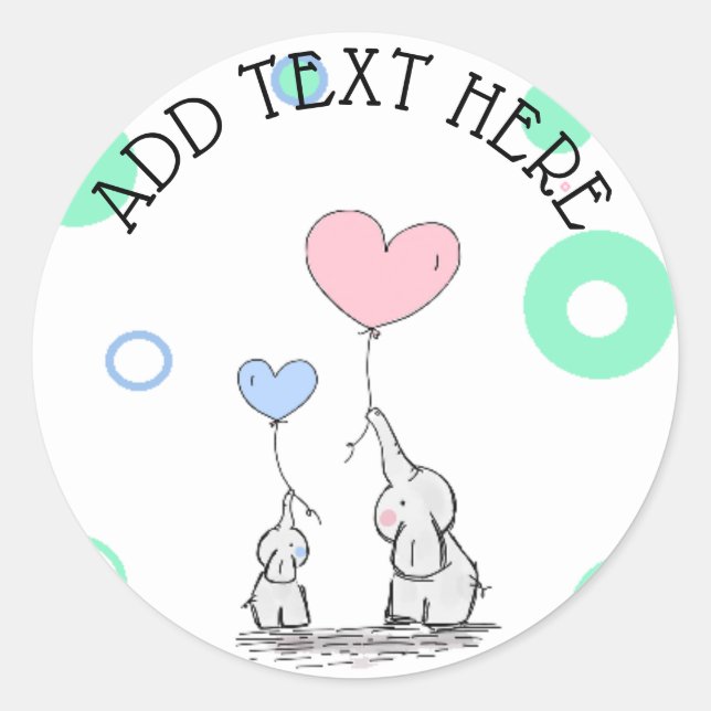 Elephant Themed Baby Shower Stickers (Front)