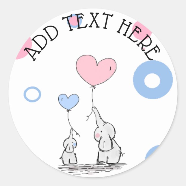 Elephant Themed Baby Shower Stickers (Front)