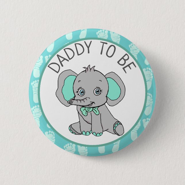 Elephant Themed Dad to Be Baby Shower 2 Inch Round Button (Front)