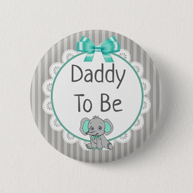 Elephant Themed Dad to Be Baby Shower 2 Inch Round Button (Front)