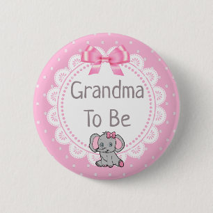 Elephant Themed Grandma to Be Baby Shower 2 Inch Round Button