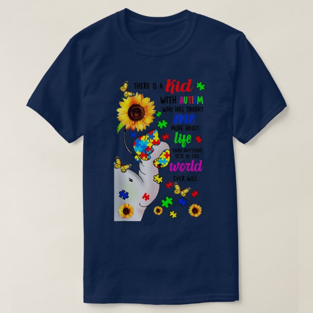 Elephant there is a boy with autism who has taught T-Shirt (Design Front)
