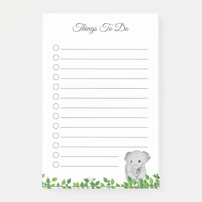 Elephant Things To Do Post-it Notes (Front)
