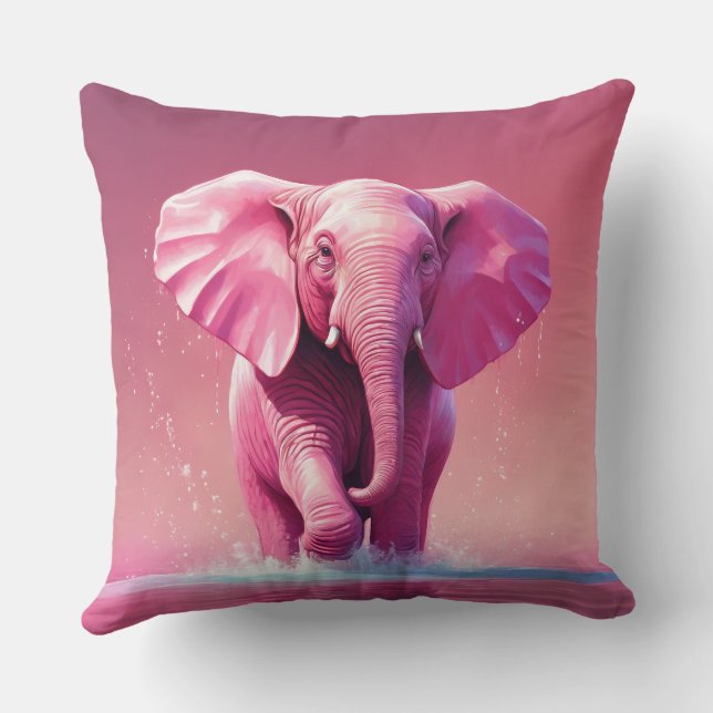 Elephant  Throw Pillow (Back)
