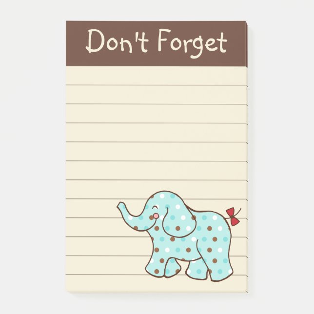 Elephant To Do List Grocery Post It Notes Gift (Front)