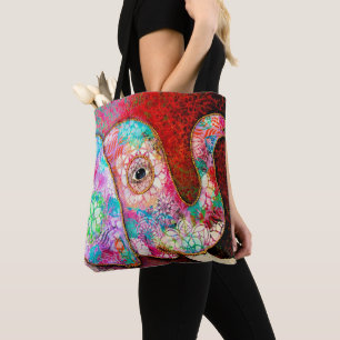 Elephant Tote, Colourful Elephant Tote Bag