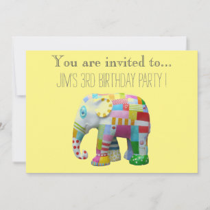 Elephant toy infant or toddler birthday party invitation