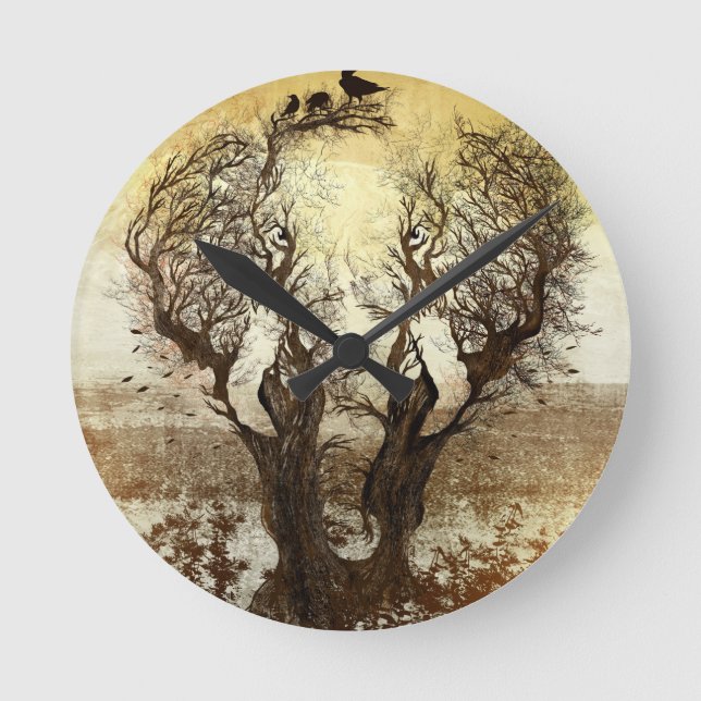 Elephant Tree Abstract Round Clock (Front)