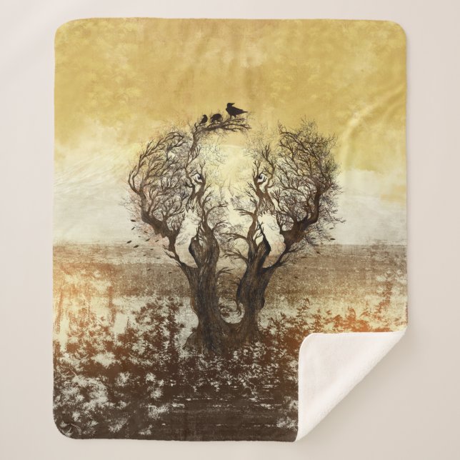 Elephant Tree Abstract Sherpa Blanket (Front)
