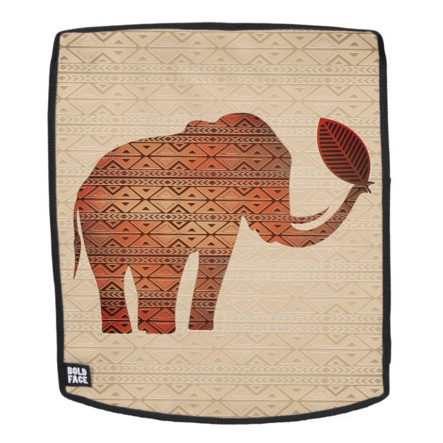 Elephant Tribal Art Design Backpack (Removable Face)