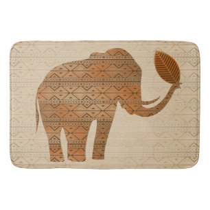 Elephant Tribal Art Design Bath Mat
