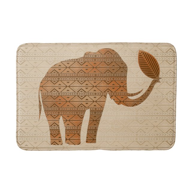 Elephant Tribal Art Design Bath Mat (Front)