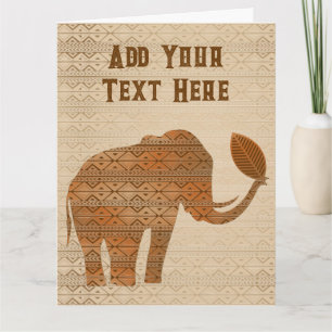 Elephant Tribal Art Design Card