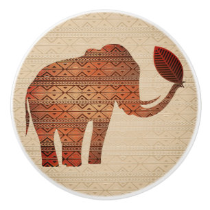 Elephant Tribal Art Design Ceramic Knob