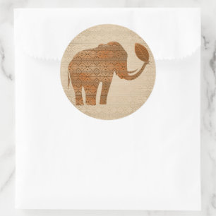 Elephant Tribal Art Design Classic Round Sticker