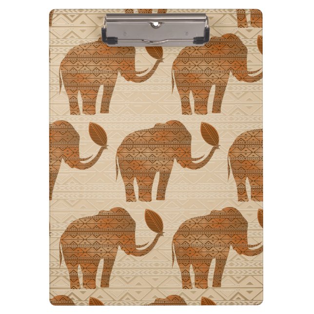 Elephant Tribal Art Design Clipboard (Front)
