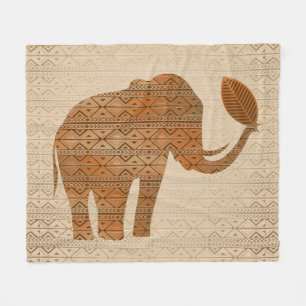 Elephant Tribal Art Design Fleece Blanket