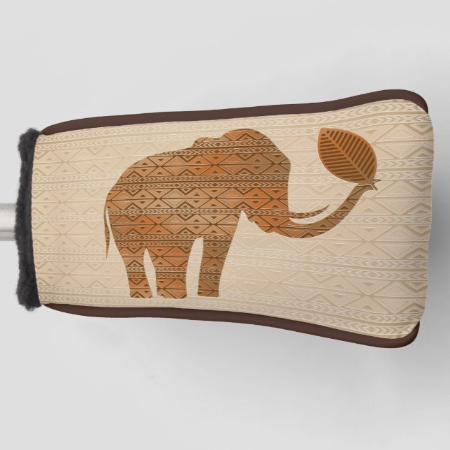 Elephant Tribal Art Design Golf Head Cover (Front)