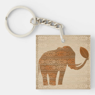 Elephant Tribal Art Design Keychain