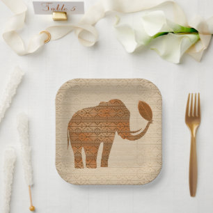 Elephant Tribal Art Design Paper Plate