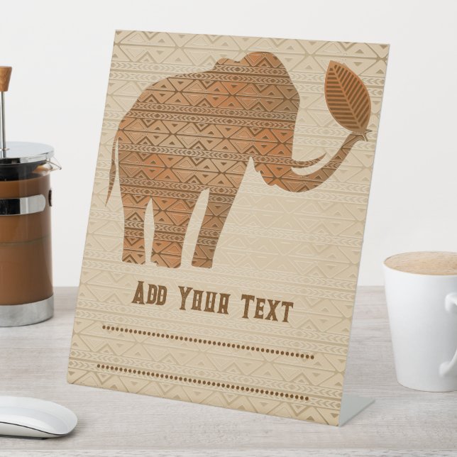 Elephant Tribal Art Design Pedestal Sign (In SItu)