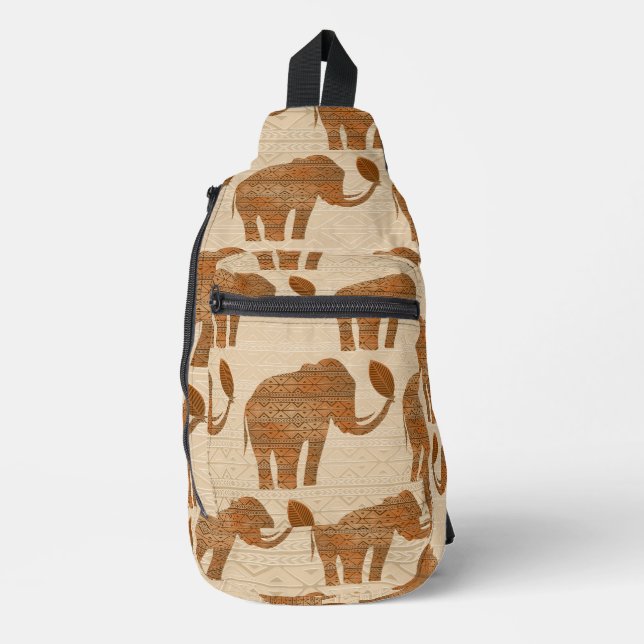 Elephant Tribal Art Design Sling Bag (Front)