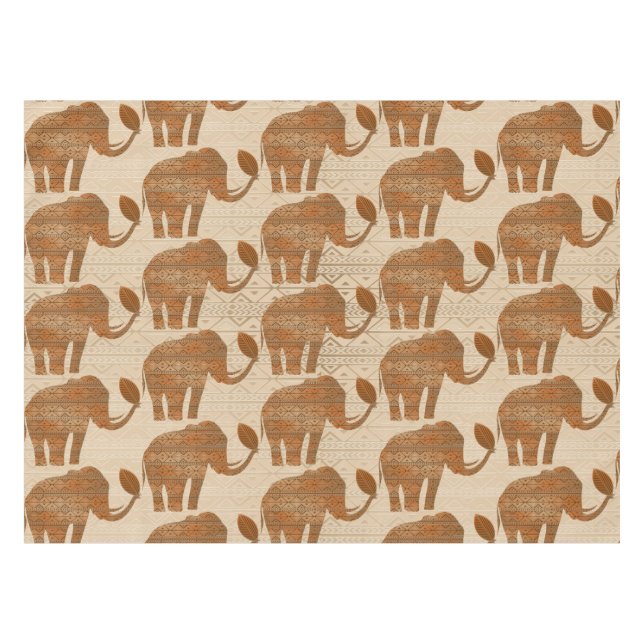 Elephant Tribal Art Design Tablecloth (Front (Horizontal))