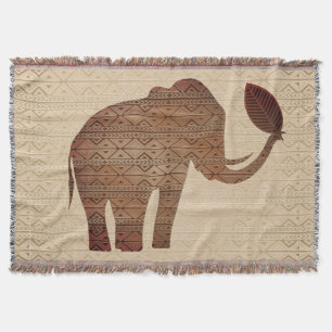 Elephant Tribal Art Design Throw Blanket