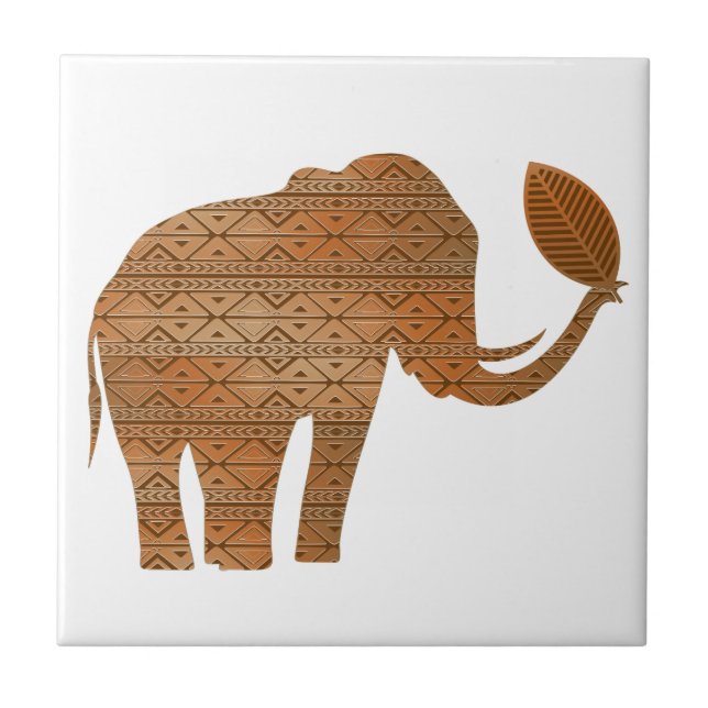 Elephant Tribal Art Design Tile (Front)