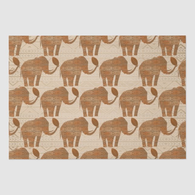 Elephant Tribal Art Design Tissue Paper (Front)
