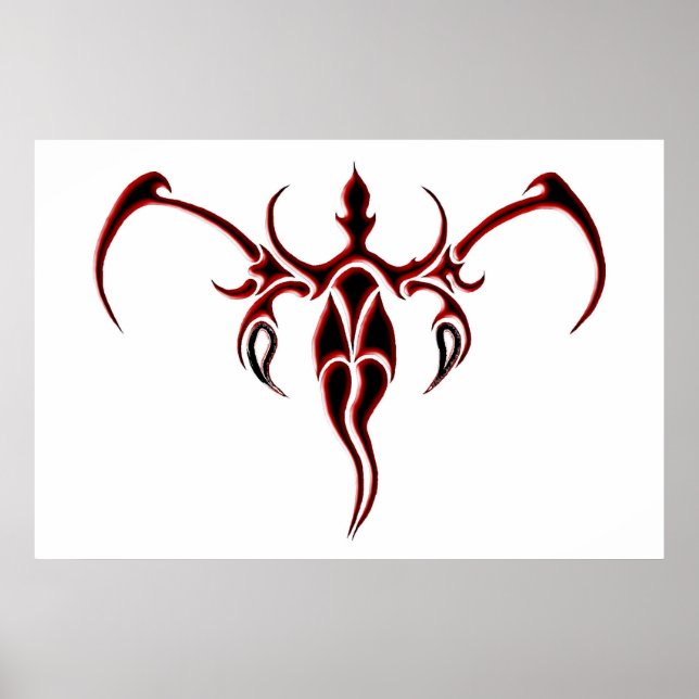 Elephant Tribal Tattoo - red and black Poster (Front)