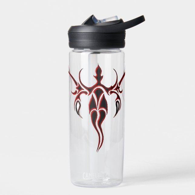 Elephant Tribal Tattoo - red and black Water Bottle (Left)