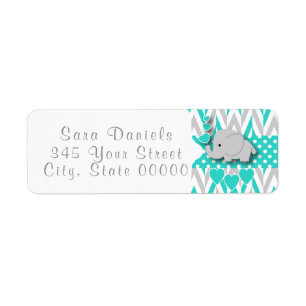 Eléphant turquoise, blanc et gris Baby shower 2