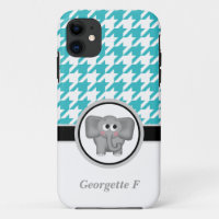 Elephant Turquoise White Houndstooth iPhone 5 Case