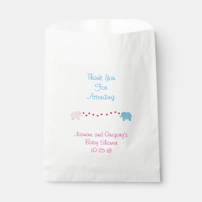 Elephant Twin Boy & Girl Favour Bag (Front)