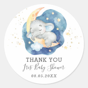 Elephant Twinkle Little Star Baby Thank You Favor Classic Round Sticker