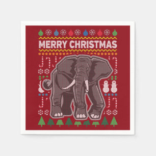 Elephant Ugly Christmas Sweater Wildlife Series Napkin
