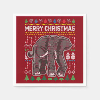 Elephant Ugly Christmas Sweater Wildlife Series Napkin